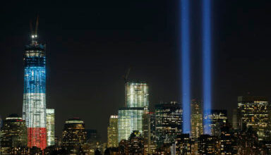 Photo of Blue lights will tower for Sept. 11 tribute
