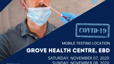 Photo of COVID-19 mobile testing at Grove Health Centre, EBD on Saturday
