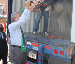 Photo of Mayor donates container of supplies for volcano-ravaged St. Vincent