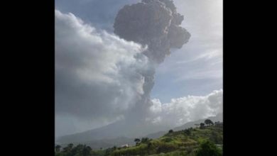 Photo of La Soufriere Volcano erupts