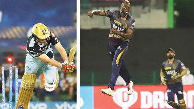 Photo of Russell three-wicket burst propels KKR to easy win – —Brief Scores: Kolkata Knight Riders 94/1 (Shubman Gill 48, Venkatesh Iyer 41*; Yuzvendra Chahal 1/23) beat Royal Challengers Bangalore 92 all out (Devdutt Padikkal 22, KS Bharat 16; Andre Russell 3/9) by nine wickets
