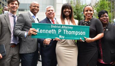 Photo of Street co-named in honor of the late Brooklyn DA Ken Thompson