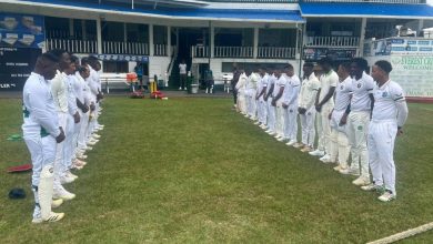 Photo of Rain washes out second day of Harpy Eagles practice match – —Players wear black arm bands as a mark of respect for death of Veerasammy Permaul’s mother during practice game