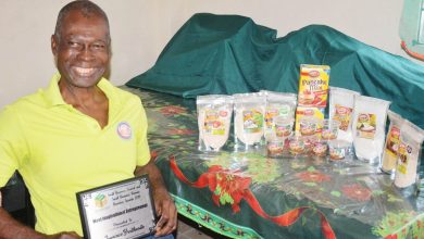 Photo of Visually impaired Agro Processor Lawrence Braithwaite triumphing through travails
