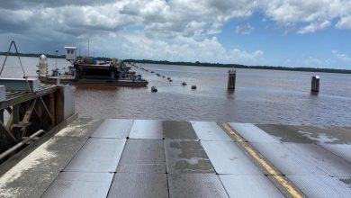 Photo of Tug and barge hit Demerara Harbour Bridge