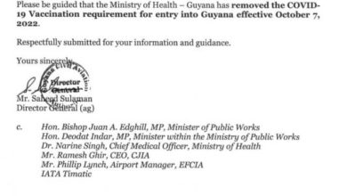 Photo of COVID vaccination no longer required for entry to Guyana