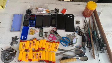 Photo of Contraband items seized in raid on NA Prison
