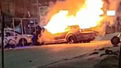 Photo of Hopetown residents torch car after crash