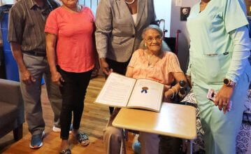 Photo of Persaud honors Guyanese centenarian Doris Letitia Fordyce with proclamation on reaching 104
