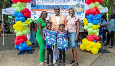 Photo of Sen. Kevin Parker distributes 1500 backpacks at 16th annual back-to-school harvest fest