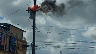 Photo of GPL transformer on Church St catches fire