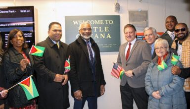 Photo of MTA unveils ‘Welcome to Little Guyana’ plaque in mezzanine A-train station, Lefferts Blvd. Queens