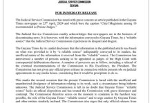 Photo of Judicial Service Commission raps Guyana Times over report