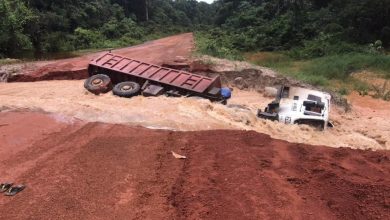 Photo of Part of Kurupukari–Lethem Corridor washed away