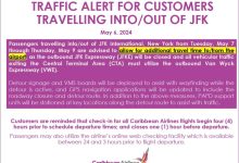 Photo of Traffic alert for CAL passengers flying into and out of New York