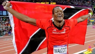 Photo of Keshorn Walcott triumphant in Finland