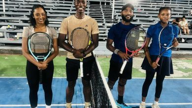 Photo of Mixed Doubles Champions Richmond & Leacock victorious