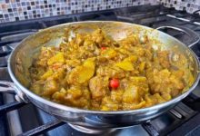 Photo of Curry Baigan (eggplant) and Aloo (potato)