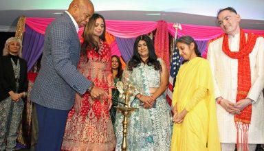 Photo of Mayor Eric Adams ignites Diwali Diya at the festive Gracie Mansion celebration