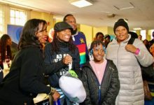 Photo of Assembly Woman Monique Chandler Waterman, Busta Rhymes, Special Ed, LinkNYC, distribute 600 turkeys at PS 135