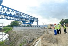 Photo of Girder for new Demerara River bridge launched