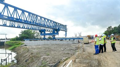 Photo of Girder for new Demerara River bridge launched