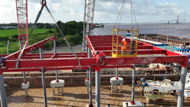 Photo of Gaico building marina and conference centre on Demerara River