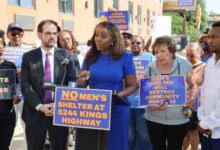 Photo of Farah Louis, community leaders rally against proposal for men’s shelter