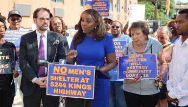 Photo of Farah Louis, community leaders rally against proposal for men’s shelter