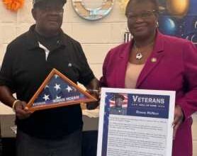 Photo of Persaud honors Ronnie McNair with NYS Senate 2026 Veterans’ Hall of Fame Award